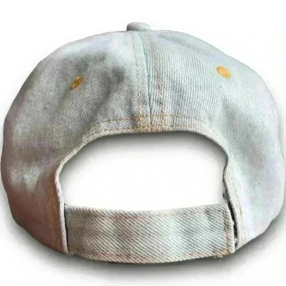 Denim Distressed Womens Washed Denim David & Young Baseball Cap Rose Embroidered - Picture 6 of 11